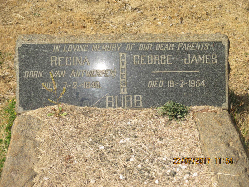 BUBB George James -1954 & Regina VAN ANTWERPEN -1948