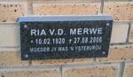 MERWE Ria, v.d. 1920-2006