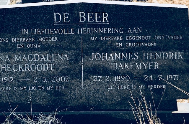 BEER Johannes Hendrik Bakemyer, de 1890-1971 & Anna Magdalena HECKROODT 1912-2002