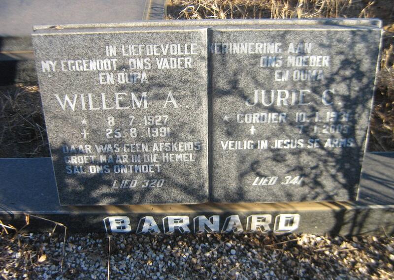 BARNARD Willem A. 1927-1991 & Jurie C. CORDIER 1931-2003