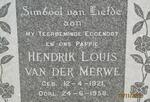 MERWE Hendrik Louis, van der 1921-1958
