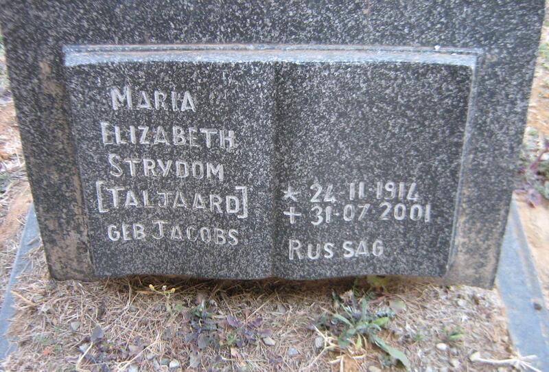 STRYDOM Maria Elizabeth voorheen TALJAARD nee JACOBS 1914-2001