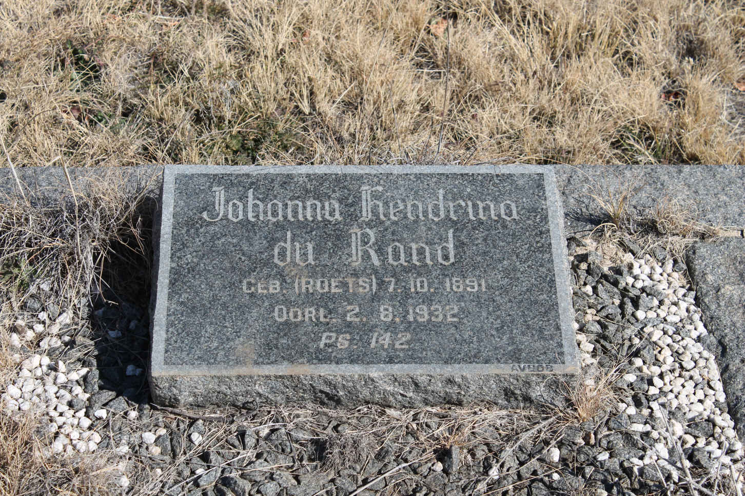 RAND Johanna Hendrina, du nee ROETS 1891-1932