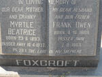 FOXCROFT Frank Owen 1889-1963 & Myrtle Beatrice 1893-1972