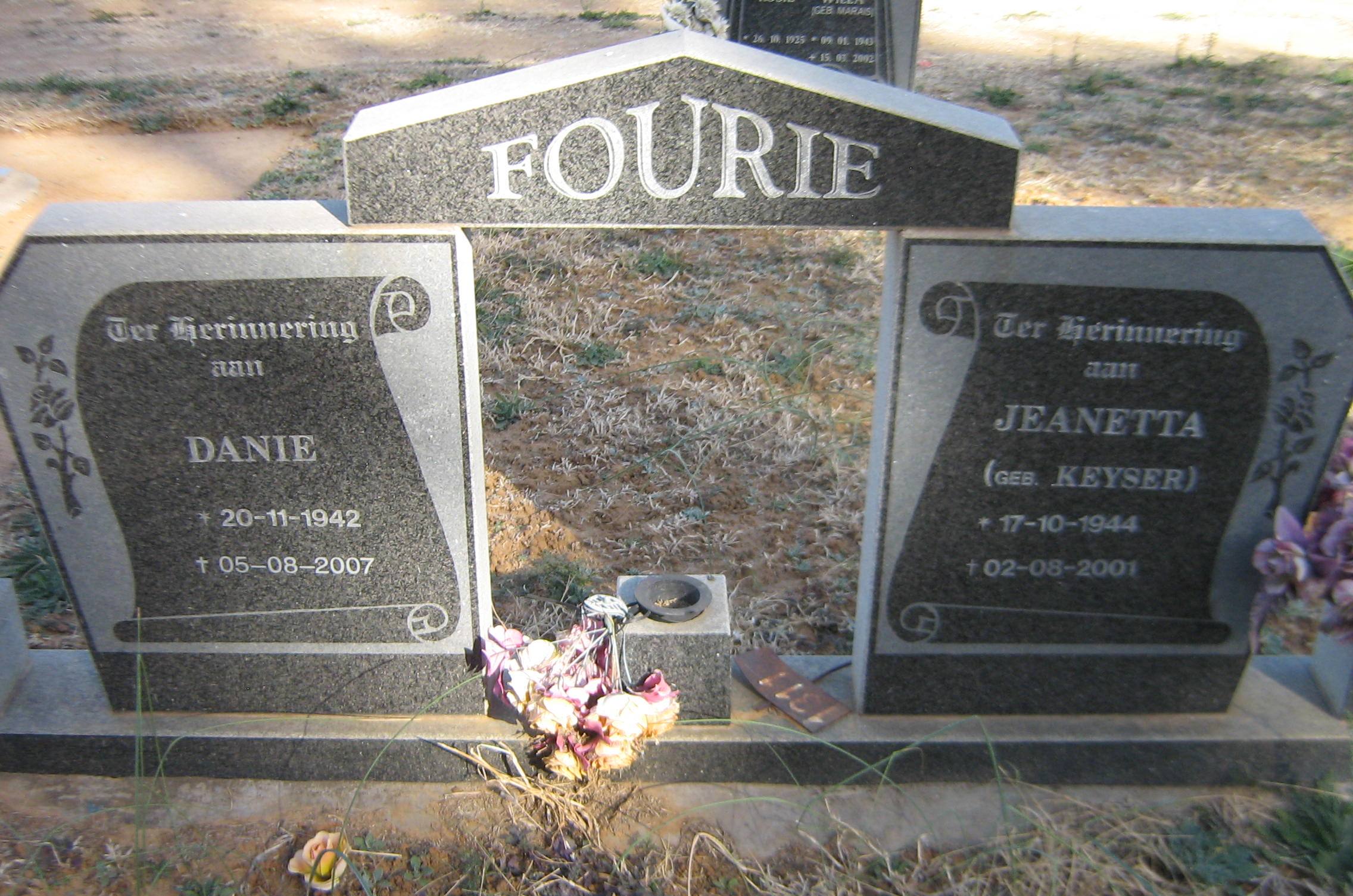 FOURIE Danie 1942-2007 & Jeanetta KEYSER 1944-2001