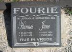 FOURIE Hannes 1920-1975 & Jane 1924-2013