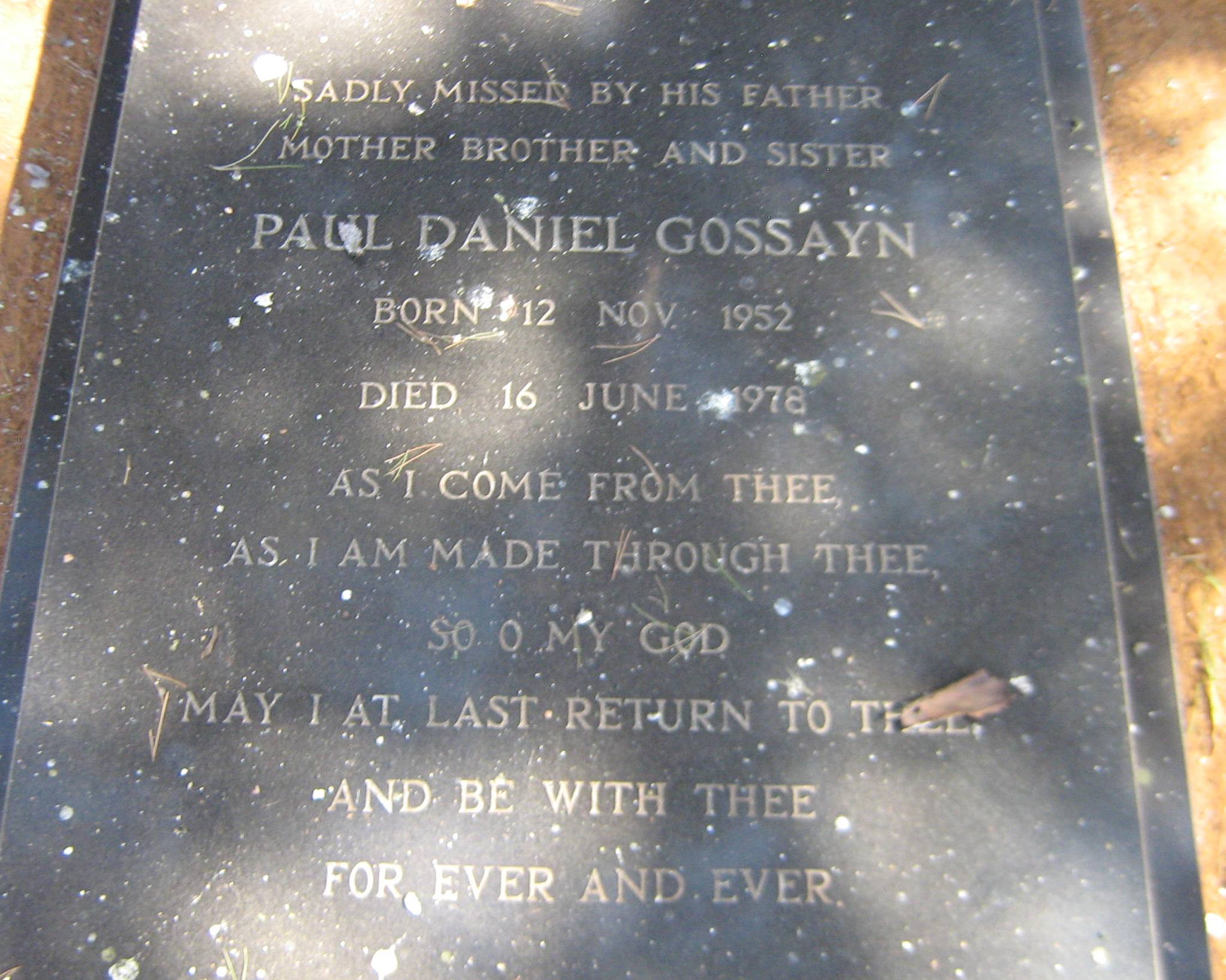 GOSSAYN Paul Daniel 1952-1978