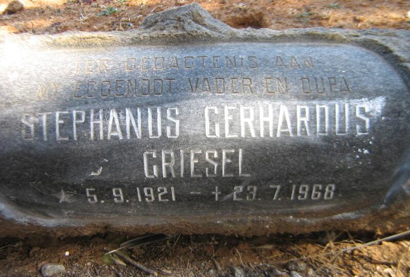 GRIESEL Stephanus Gerhardus 1921-1968