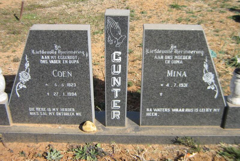 GUNTER Coen 1923-1994 & Mina 1931 -