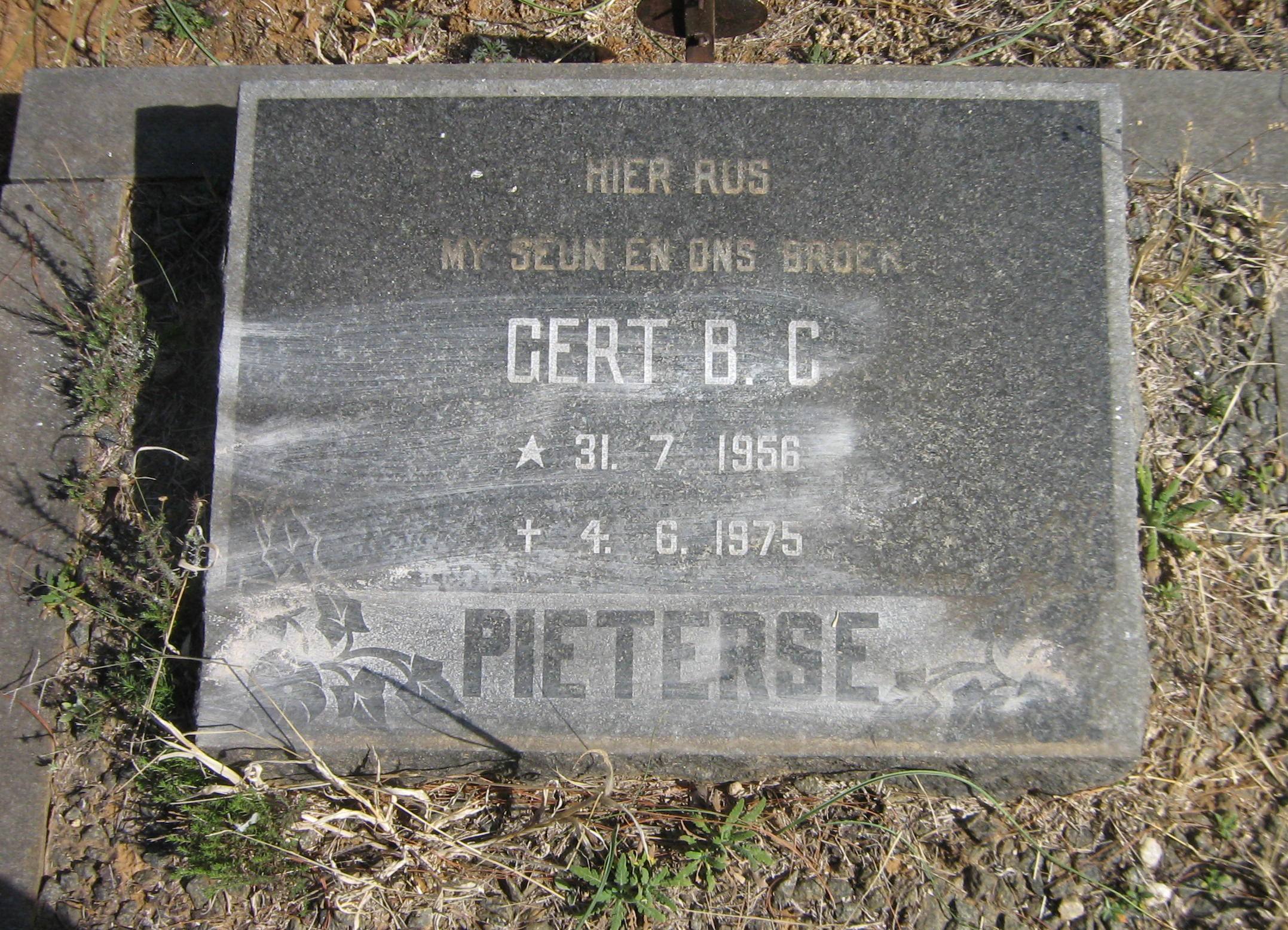 PIETERSE Gert B.C. 1956-1975
