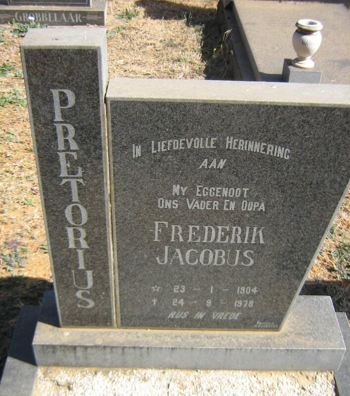 PRETORIUS Frederik Jacobus 1904-1978