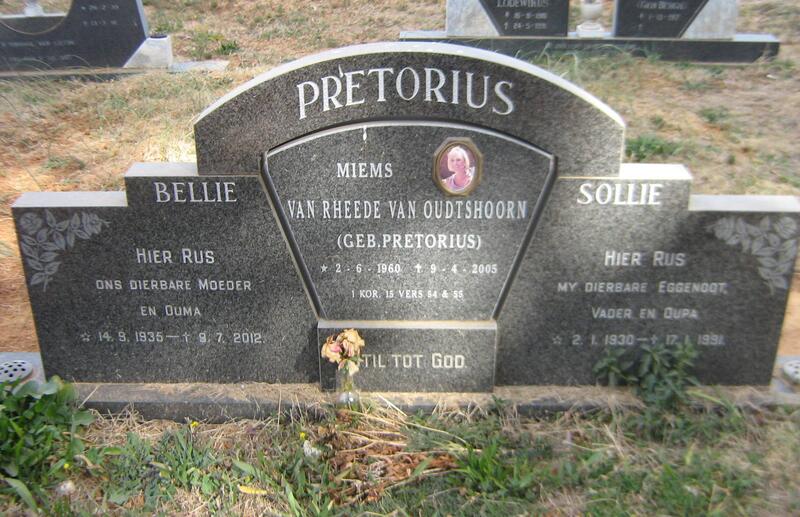 PRETORIUS Sollie 1930-1991 & Bellie 1935-2012