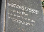 SCHEEPERS Salome Beatrice nee DE BEER 1931-2015