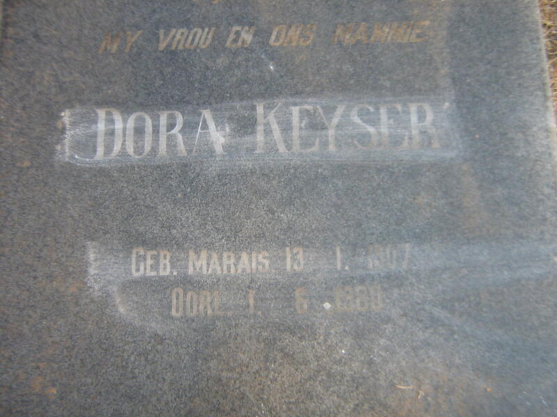 KEYSER Dora nee MARAIS 1907-1980