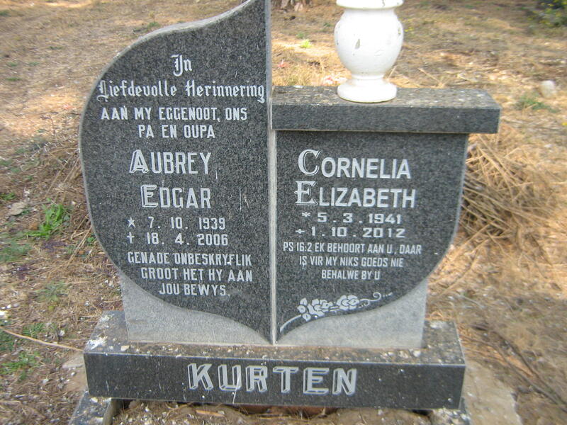 KURTEN Aubrey Edgar 1939-2006 & Cornelia Elizabeth 1941-2012