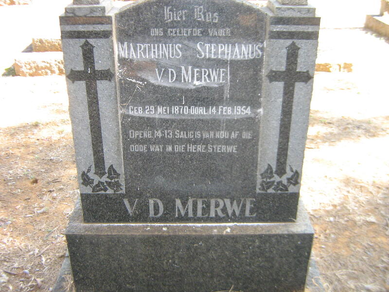MERWE Marthinus Stephanus, v.d. 1870-1954