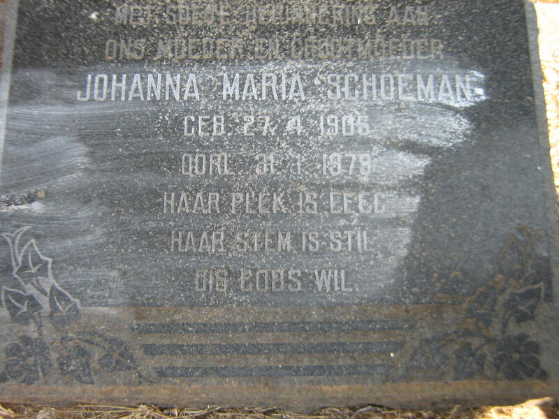 SCHOEMAN Johanna Maria 1905-1979