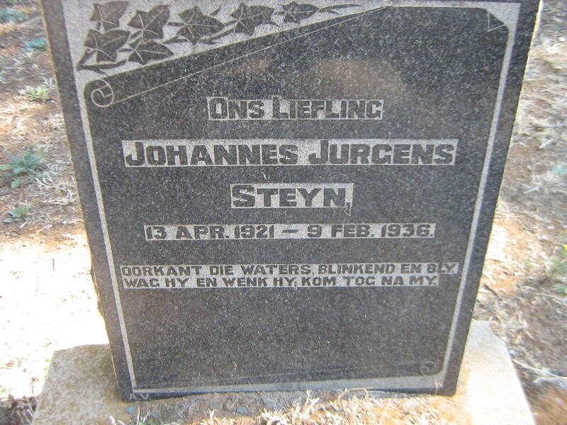 STEYN Johannes Jurgens 1921-1936