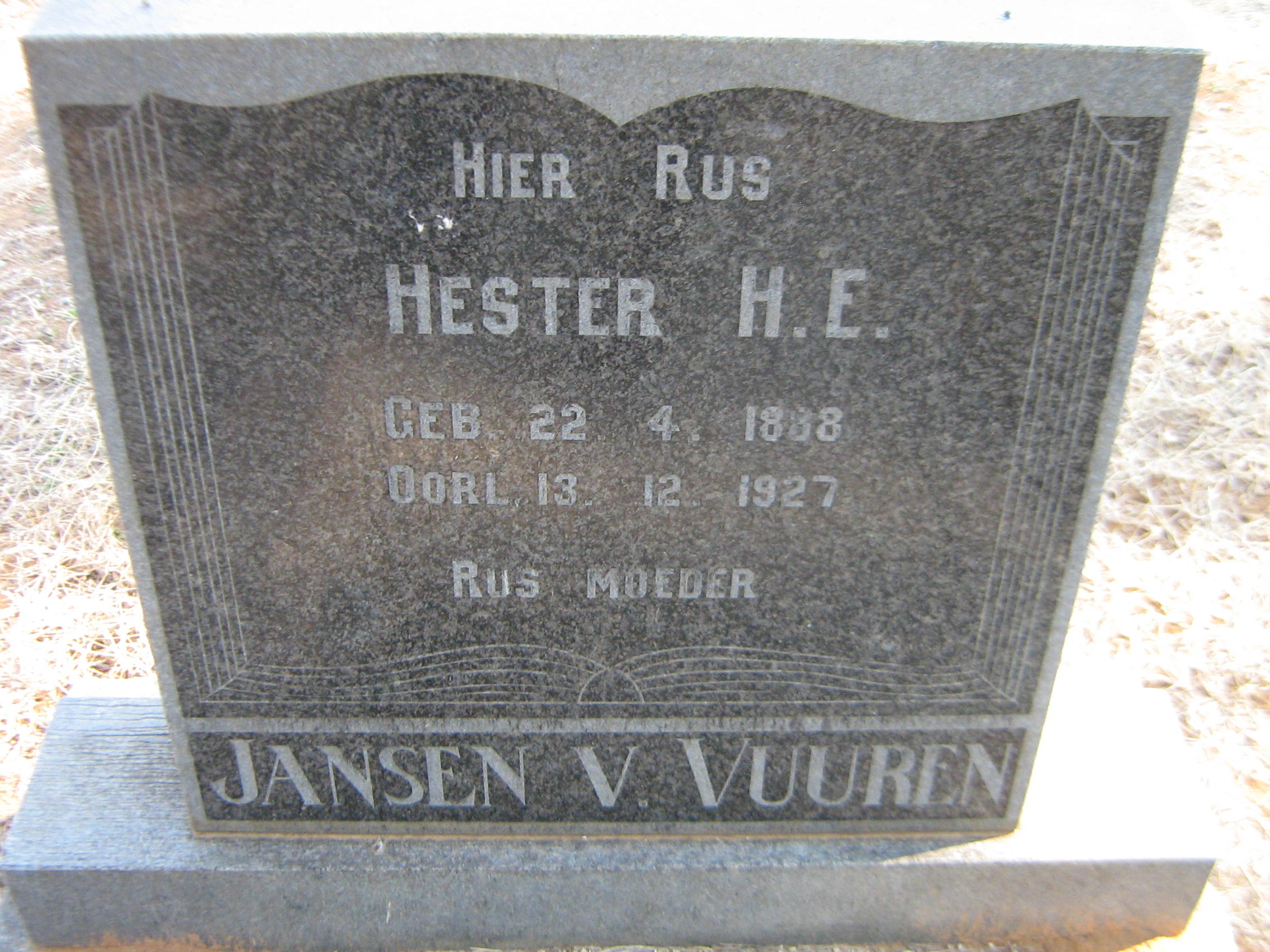 VUUREN Hester H. E., Jansen van 1888-1927