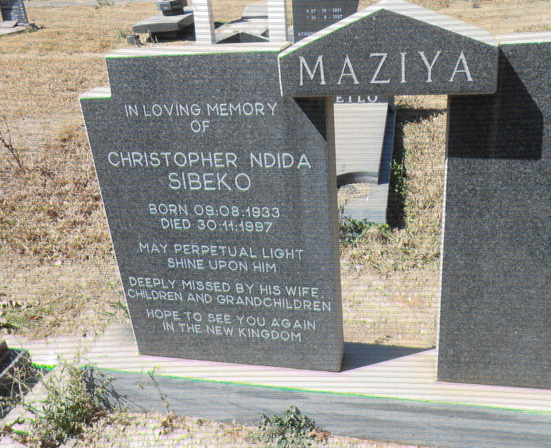 MAZIYA Christopher Ndida Sibeko 1933-1997