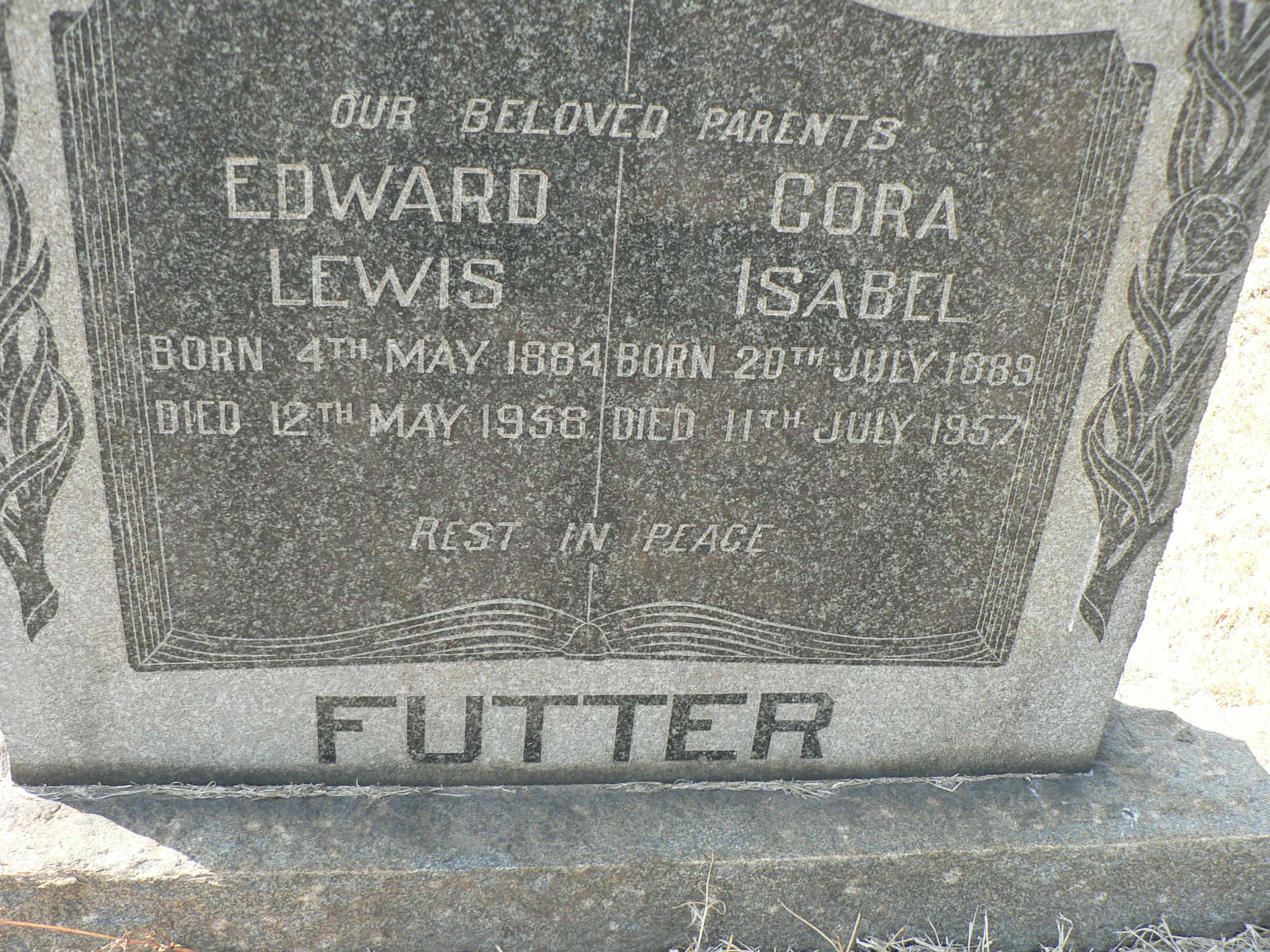 FUTTER Edward Lewis 1884-1958 & Cora Isabel 1889-1957