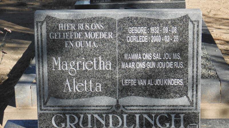GRUNDLINGH Magrietha Aletta 1932-2000