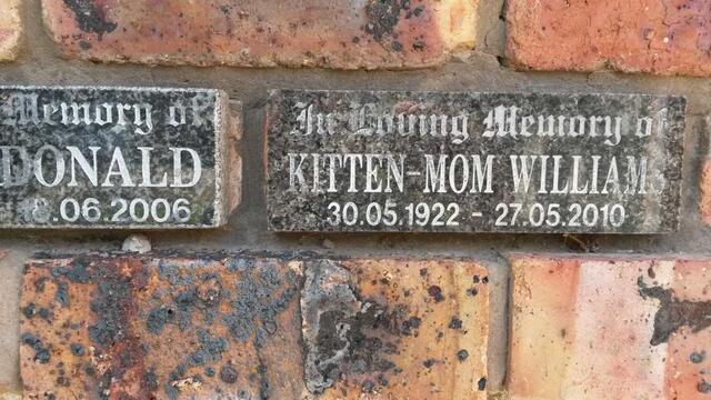 WILLIAMS Kitten-Mom 1922-2010 :: DONALD ? -2006