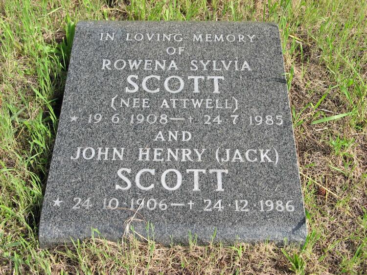 SCOTT John Henry 1906-1986 & Rowena Sylvia ATTWELL 1908-1985