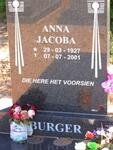 BURGER Anna Jacoba 1927-2001