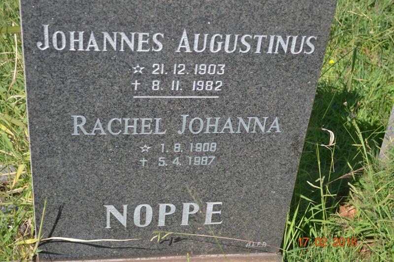 NOPPE Johannes Augustinus 1903-1982 & Rachel Johanna 1908-1987