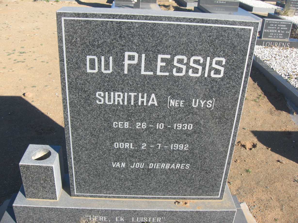 PLESSIS Suritha, du nee UYS 1930-1992