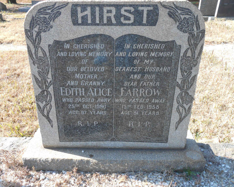 HIRST Farrow -1955 & Edith Alice -1990