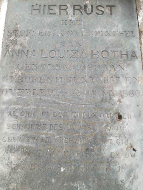 BOTHA Anna Louisa nee JORDAAN 1837-1880