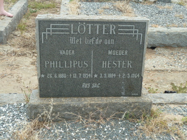 LÖTTER Phillipus 1880-1954 & Hester 1884-1964