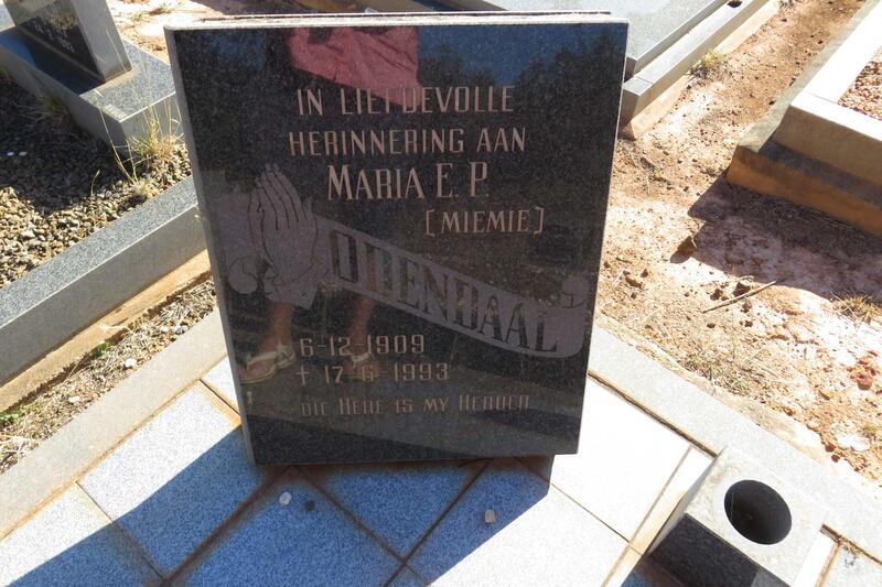 ODENDAAL Maria E.P. 1909-1993