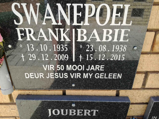 SWANEPOEL Frank 1935-2009 & Babie 1938-2015