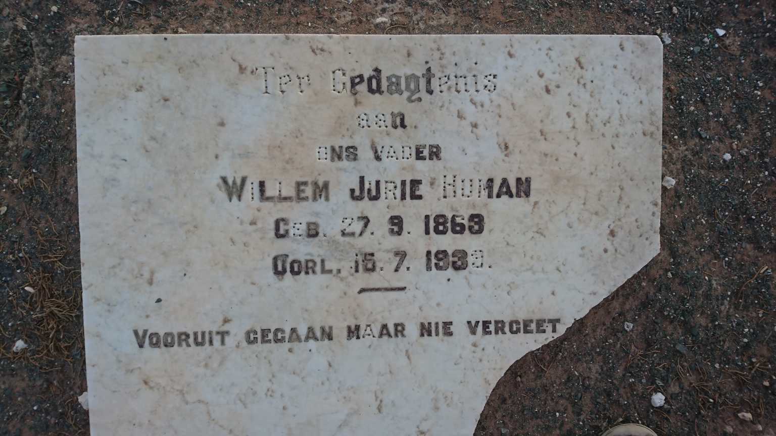HUMAN Willem Jurie 1863-1939