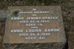 AARON Annie Louisa -1940 :: STACEY Annie Jemima -1940
