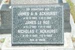 ACKHURST James A.N. 1943-1961 :: LE ROE James 1921-1989 :: ACKHURST Nicholas F. 1980-1980