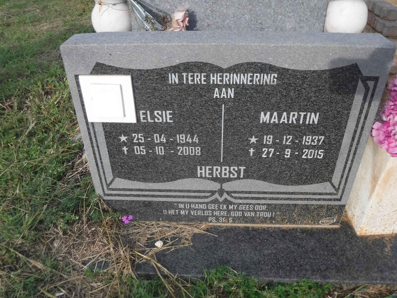 HERBST Maartin 1937-2015 & Elsie 1944-2008