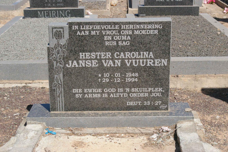 VUUREN Hester Carolina, Janse van 1948-1994