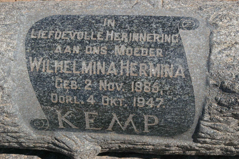 KEMP Wilhelmina Hermina 1885-1947