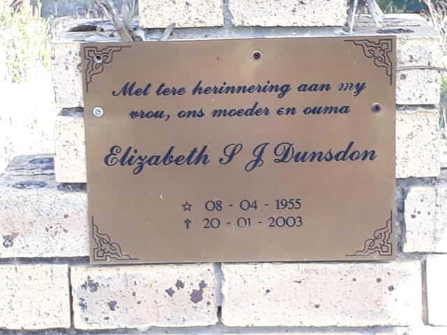 DUNSDON Elizabeth S.J. 1955-2003