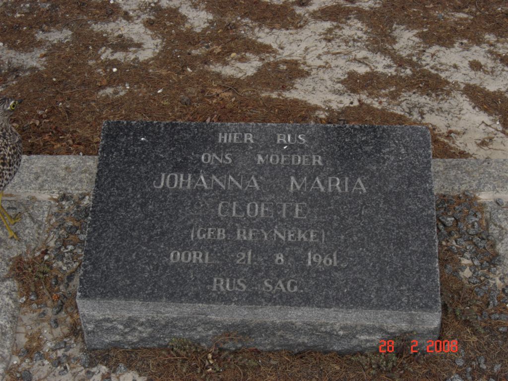 CLOETE Johanna Maria nee REYNEKE -1961