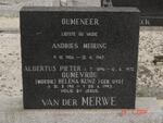MERWE Albertus Pieter, van der 1896-1972 :: VAN DER MERWE Andries Meiring 1906-1967 & Helena Kunz UYS 1911-1993