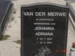 MERWE Johanna Adriana, van der 1908-1994