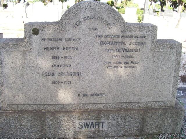 SWART Henry Heron 1875-1921 & Charlotte Jacoba DE VILLIERS 1880-1960 :: SWART Felix Orlandini 1909-1942