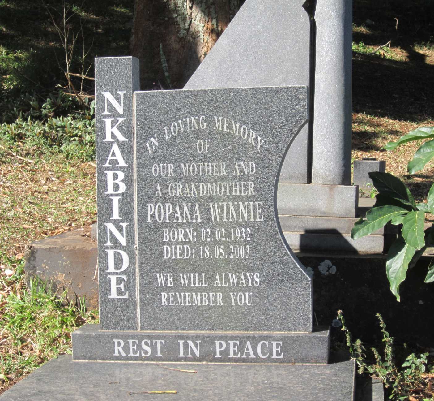 NKABINDE Popana Winnie 1932-2003