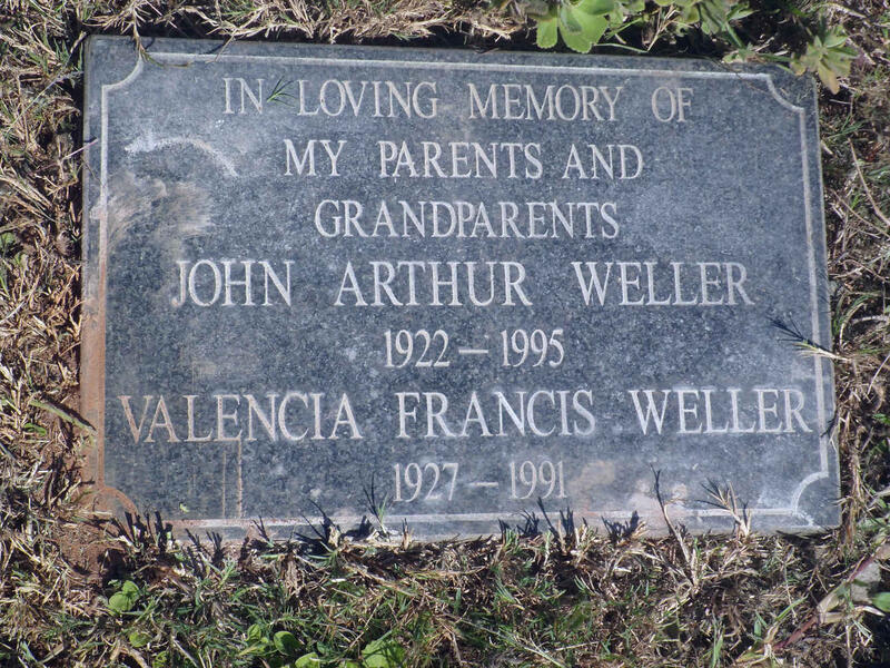 WELLER John Arthur 1922-1995 & Valencia Francis 1927-1991