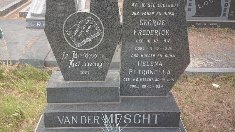 MESCHT George Frederick, van der 1912-1986 & Helena Petronella V.D. MESCHT 1921-1994